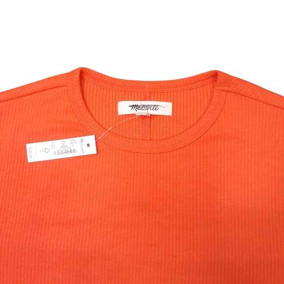 Madewell Womens Orange Ribbed Knit Tee Size S - Picture 3 of 6